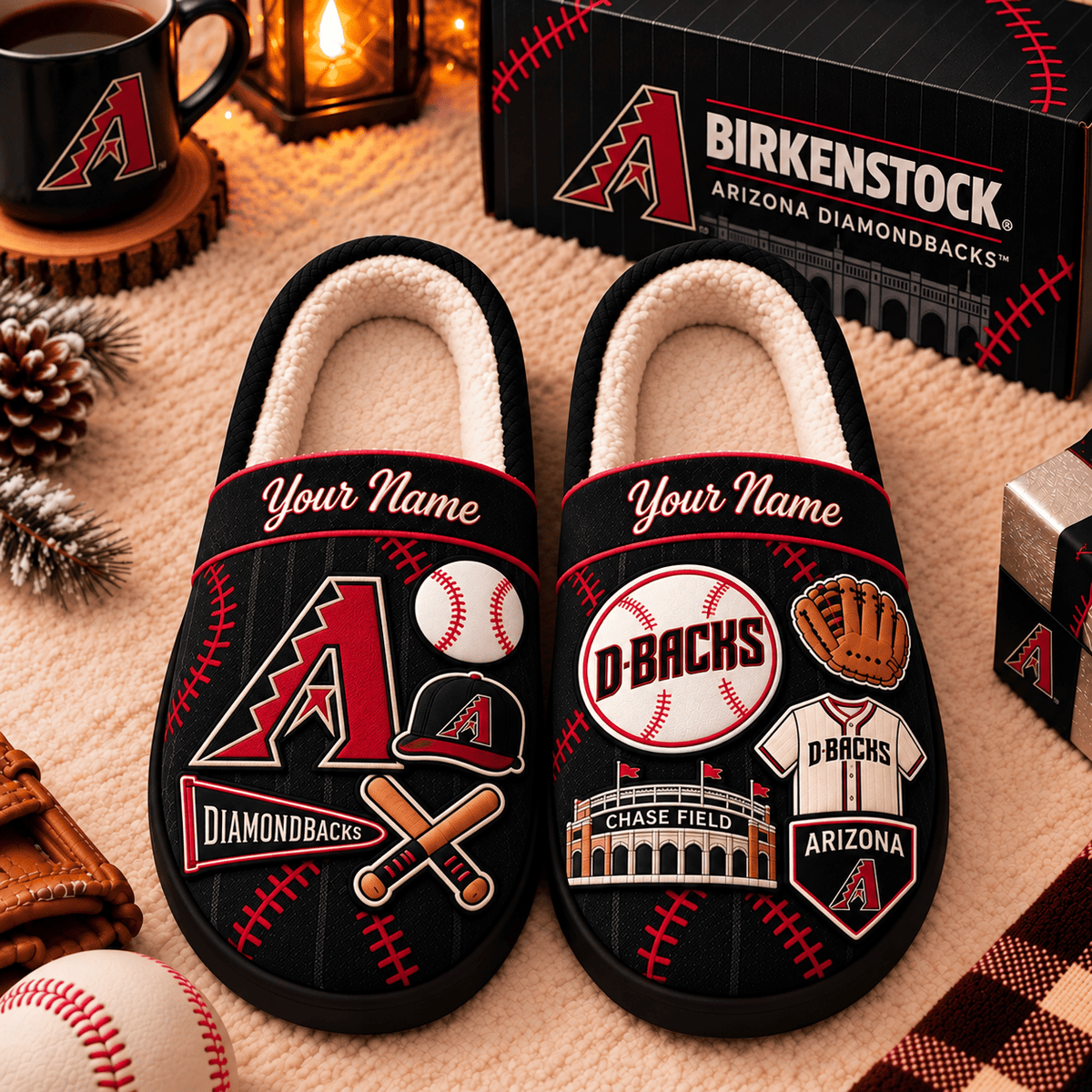 Arizona Diamondbacks MLB Game Day Personalized Name Slipper