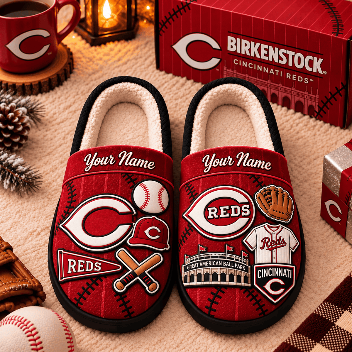 Cincinnati Reds MLB Game Day Personalized Name Slipper