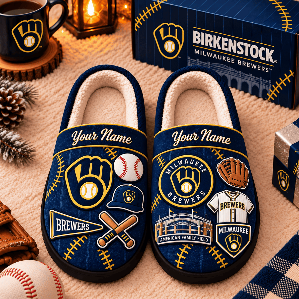Milwaukee Brewers MLB Game Day Personalized Name Slipper