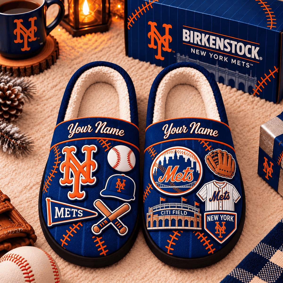 New York Mets MLB Game Day Personalized Name Slipper