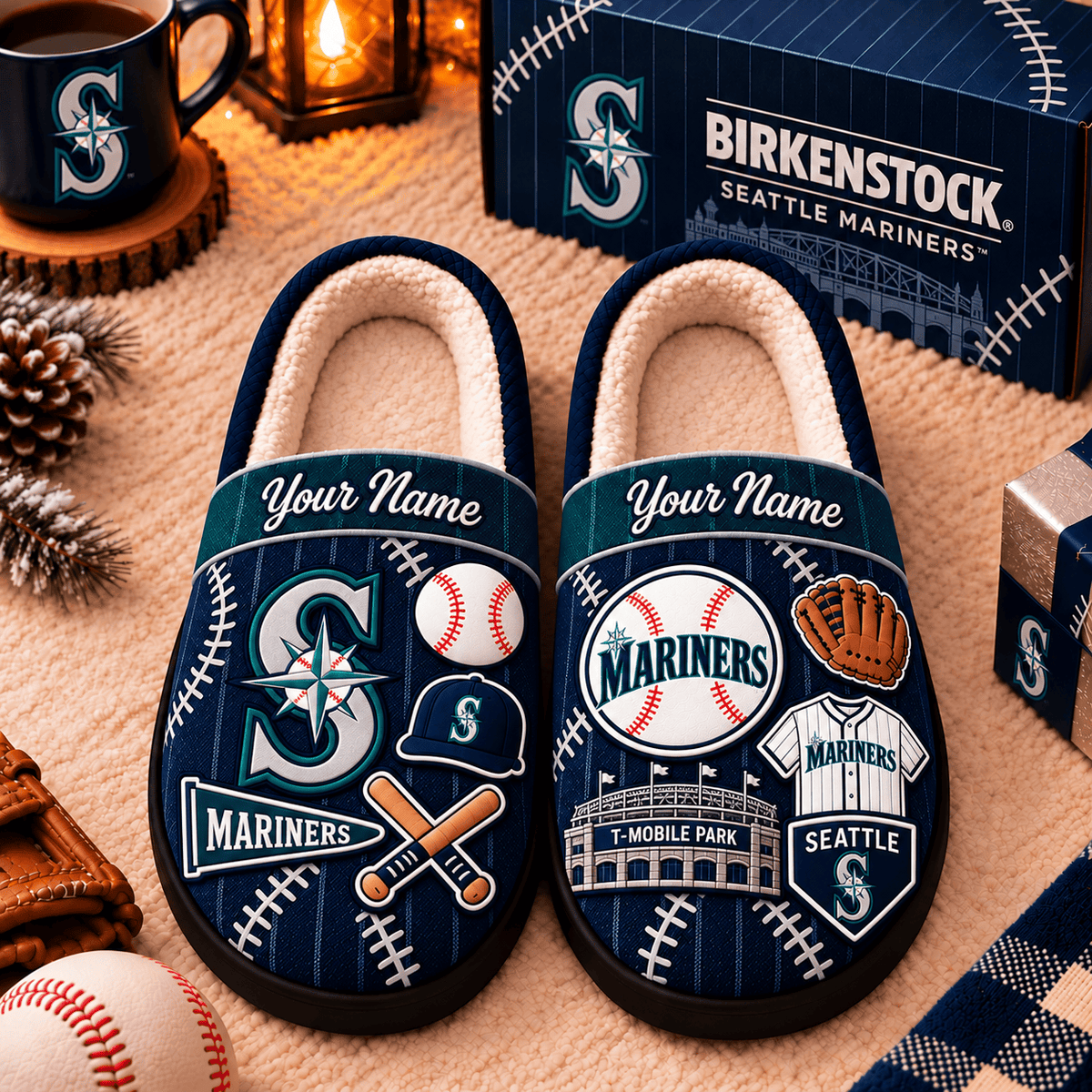 Seattle Mariners MLB Game Day Personalized Name Slipper