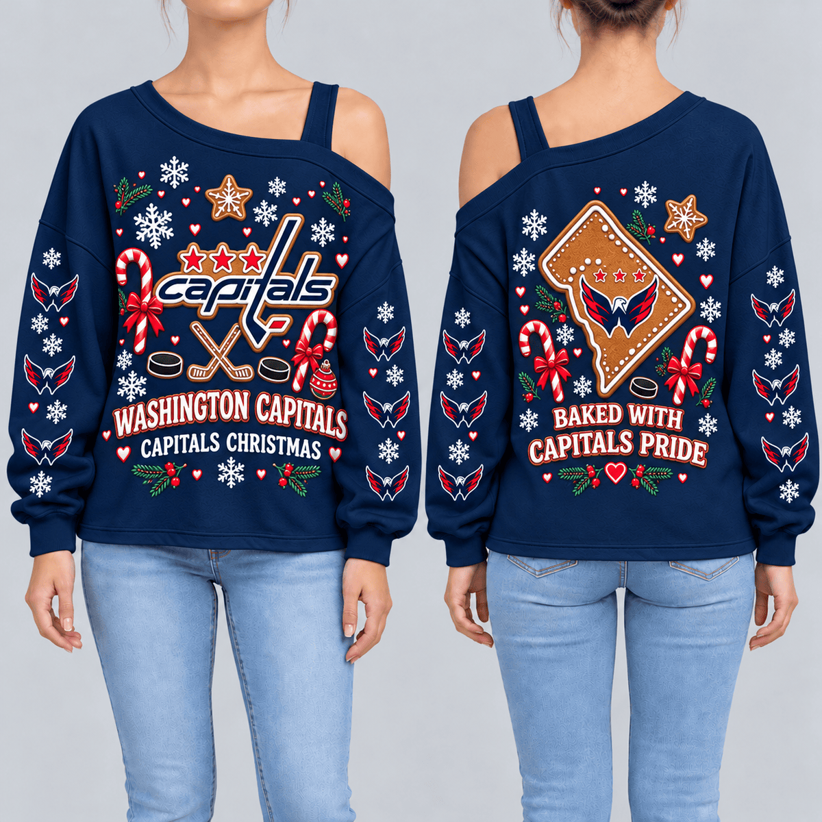 Washington Capitals NHL Drop Shoulder Long Sleeves Sweatshirt