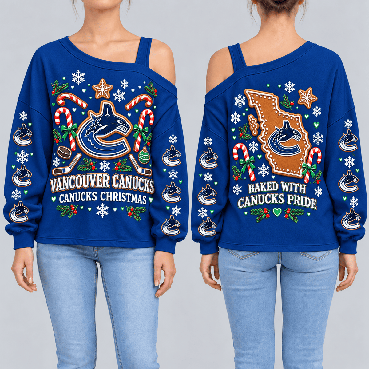 Vancouver Canucks NHL Drop Shoulder Long Sleeves Sweatshirt