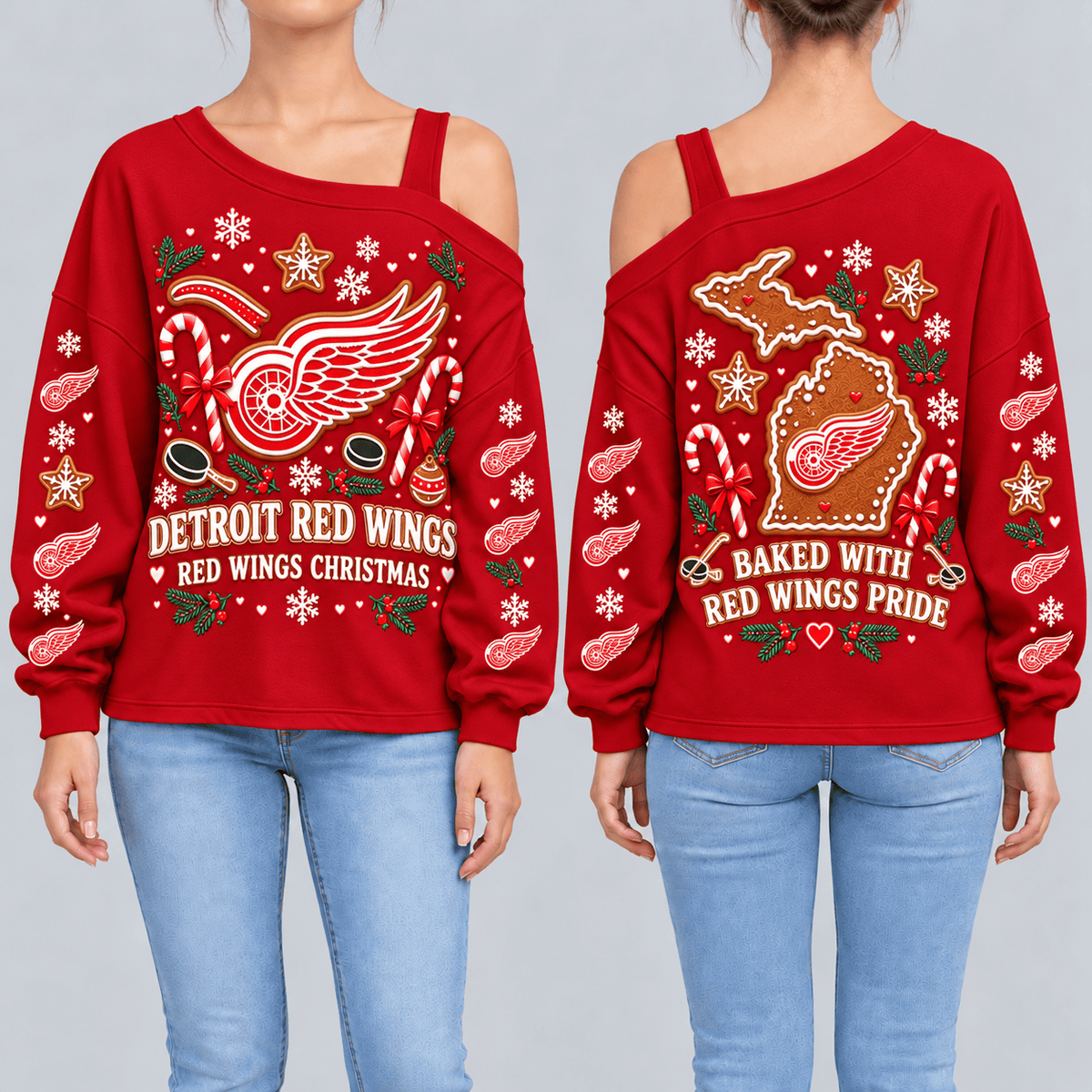 Detroit Red Wings NHL Drop Shoulder Long Sleeves Sweatshirt