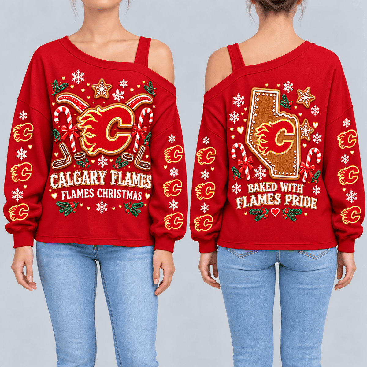 Calgary Flames NHL Drop Shoulder Long Sleeves Sweatshirt