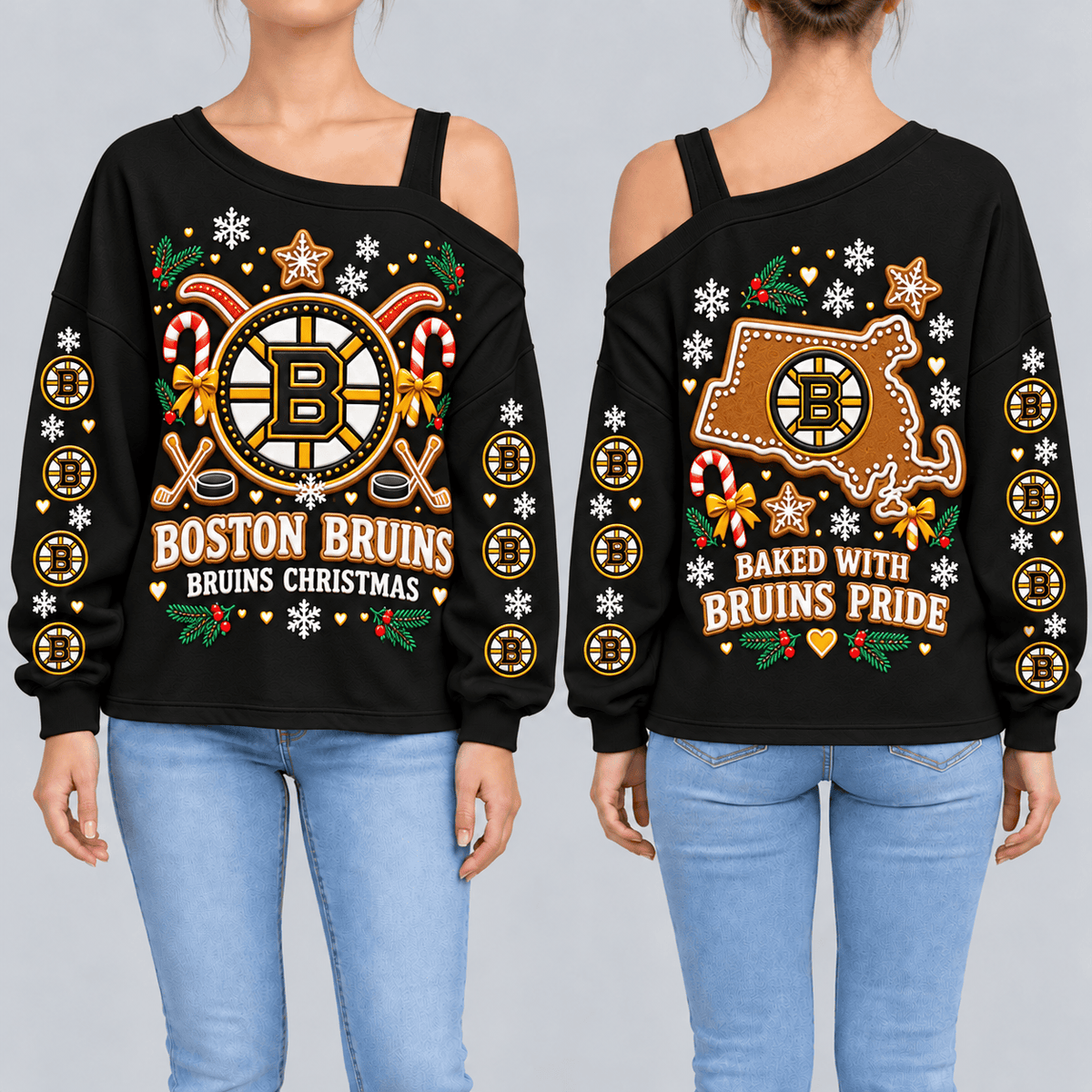 Boston Bruins NHL Drop Shoulder Long Sleeves Sweatshirt