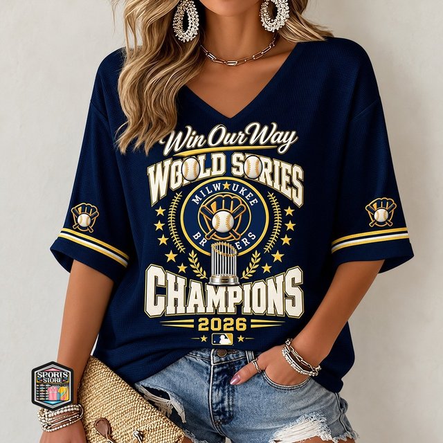 Milwaukee Brewers 2026 World Series Champions V-neck T-shirt