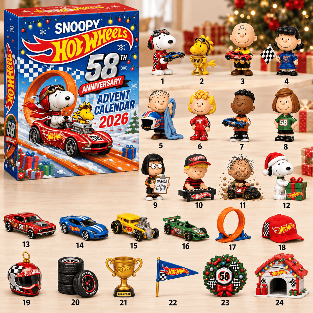 Snoopy Hot Wheels 58th Anniversary Advent Calendar 2026