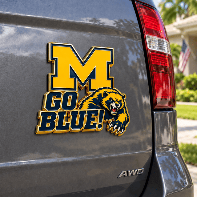 Michigan Wolverines NCAA Team Slogan Acrylic Car Sticker