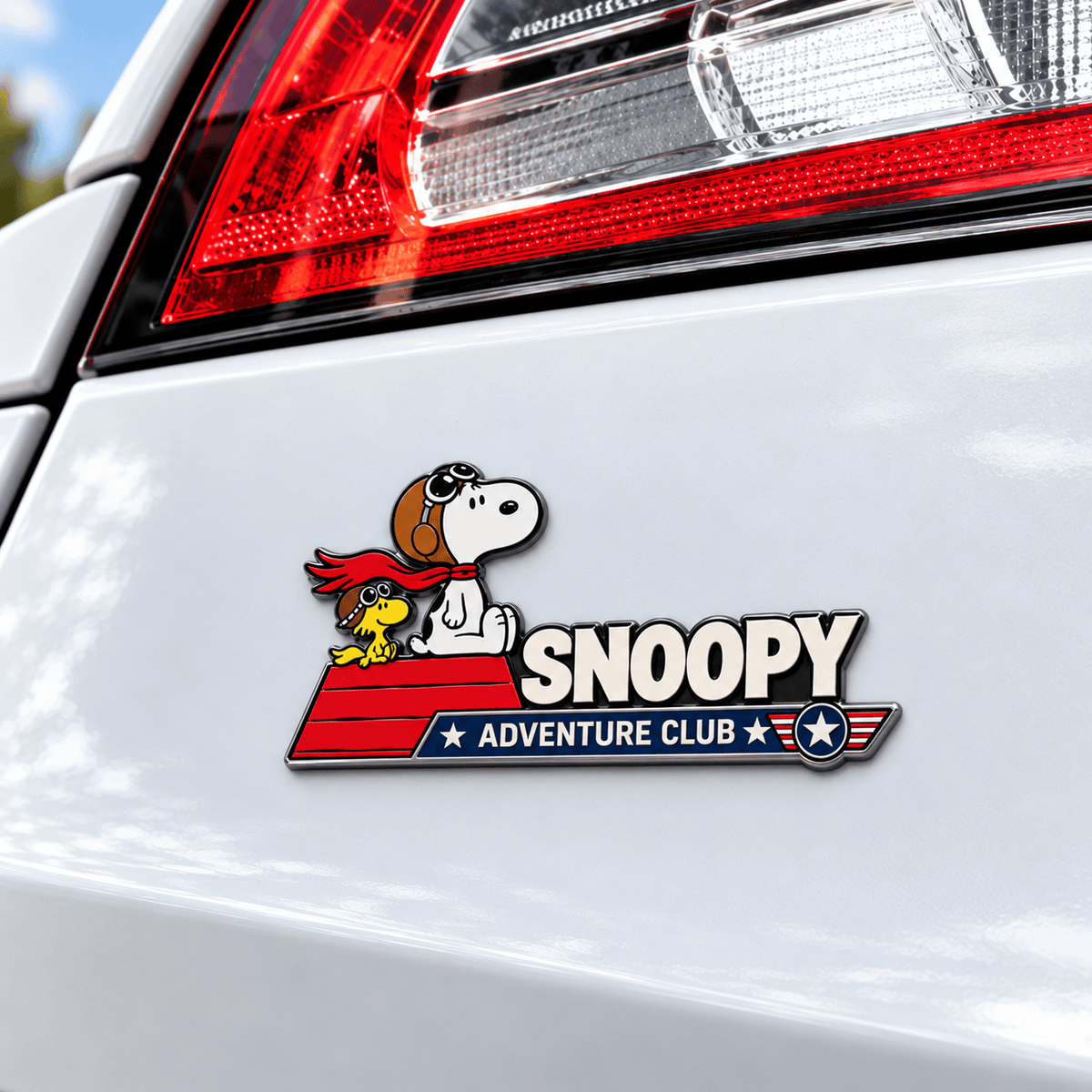 Snoopy & Woodstock Little Red Roof Adventure Club Car Emblem Badge