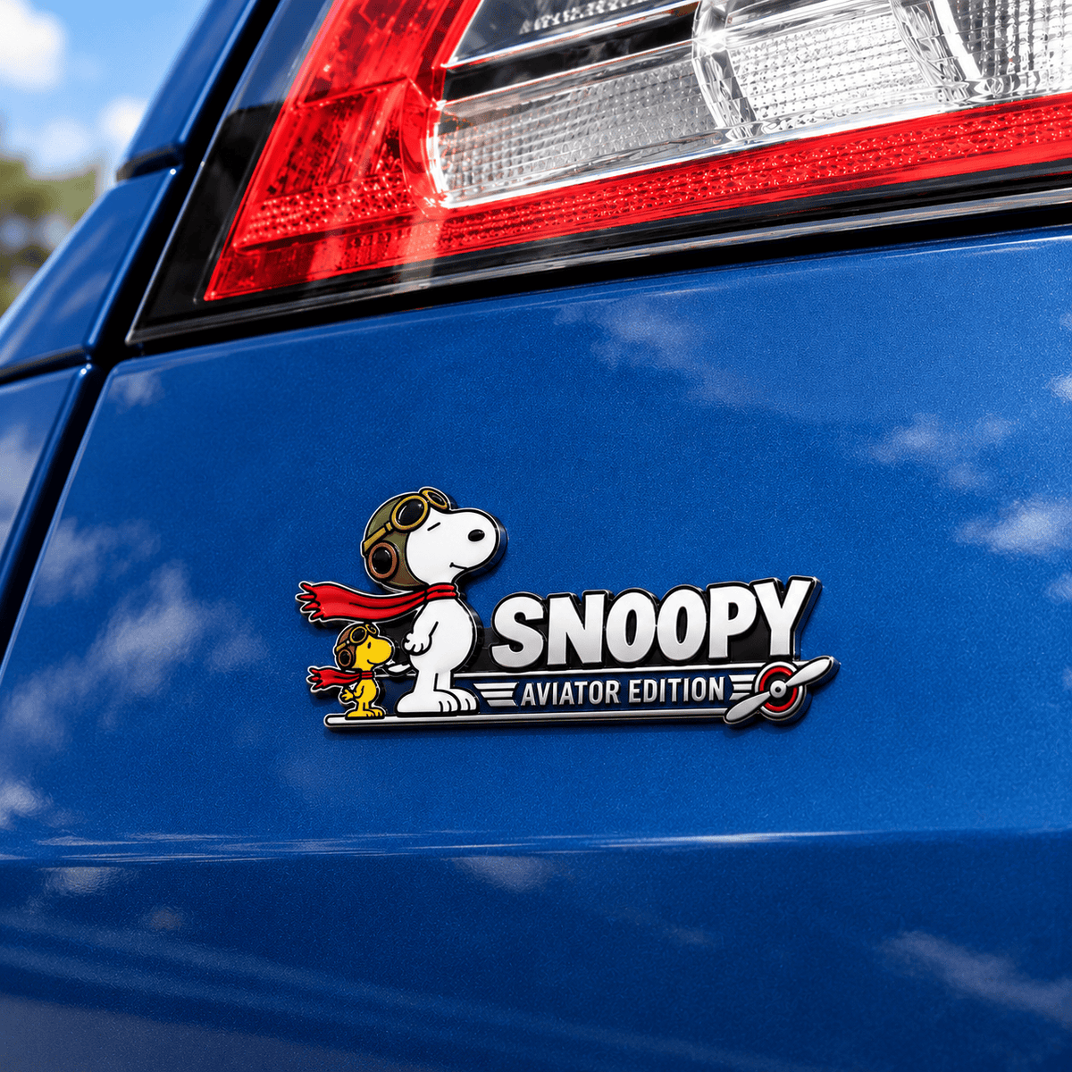 Snoopy & Woodstock Double Ace Propeller Car Emblem Badge