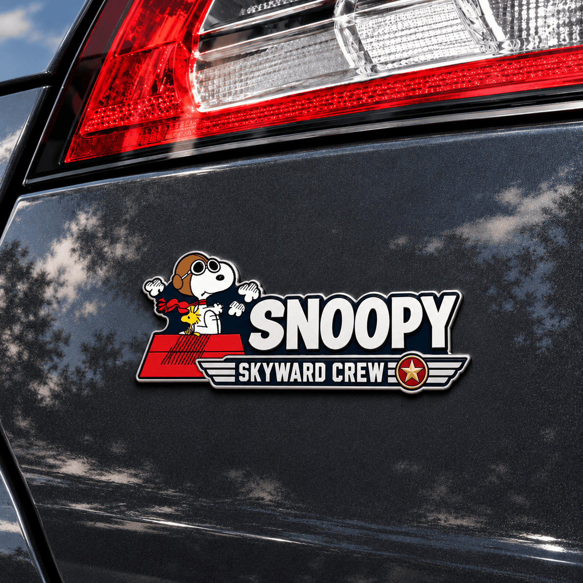 Snoopy & Woodstock Skyward Crew Flying Ace Car Emblem Badge