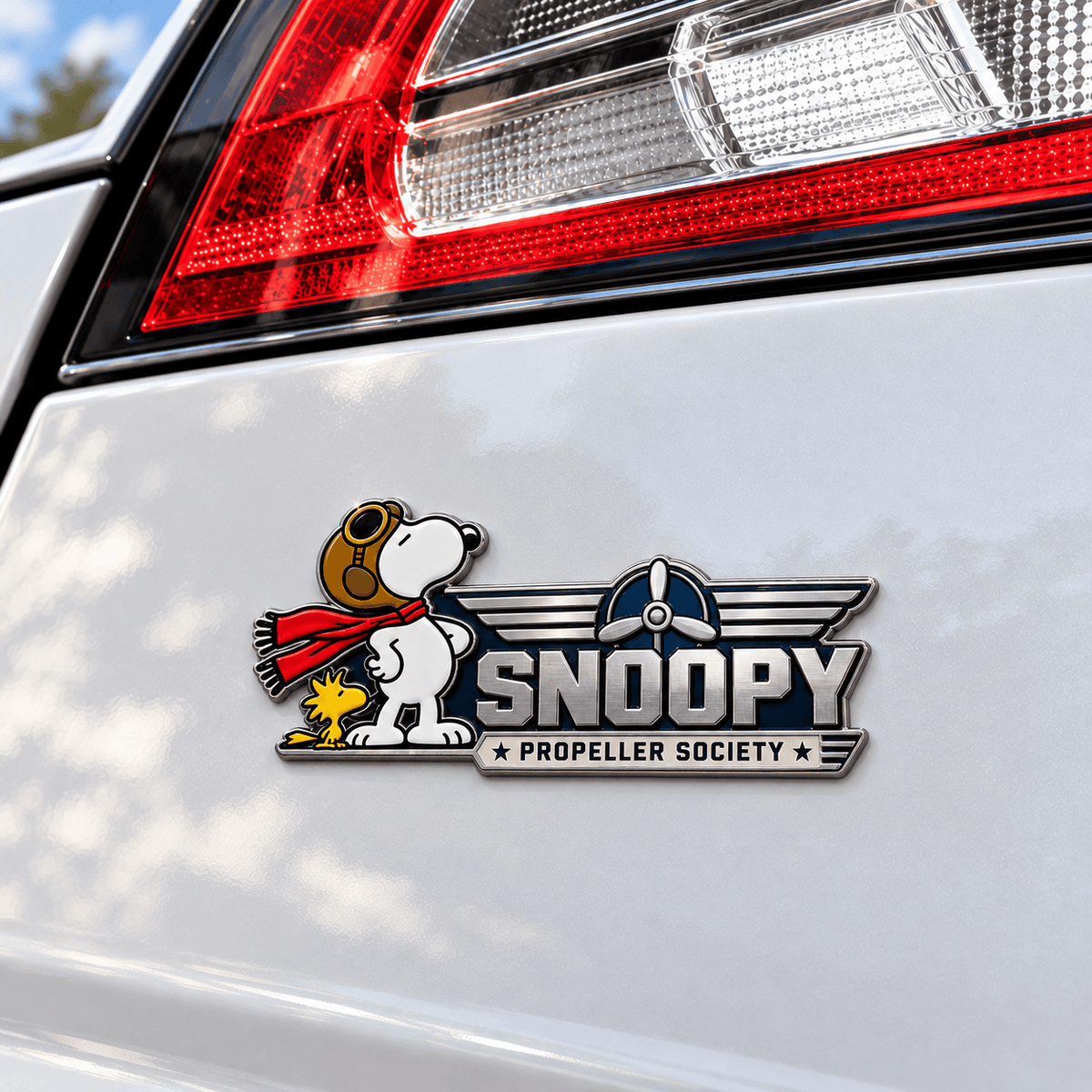 Snoopy & Woodstock Vintage Propeller Society Car Emblem Badge