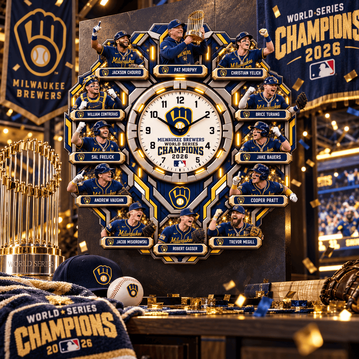 Milwaukee Brewers Champion World Series Wall Clock