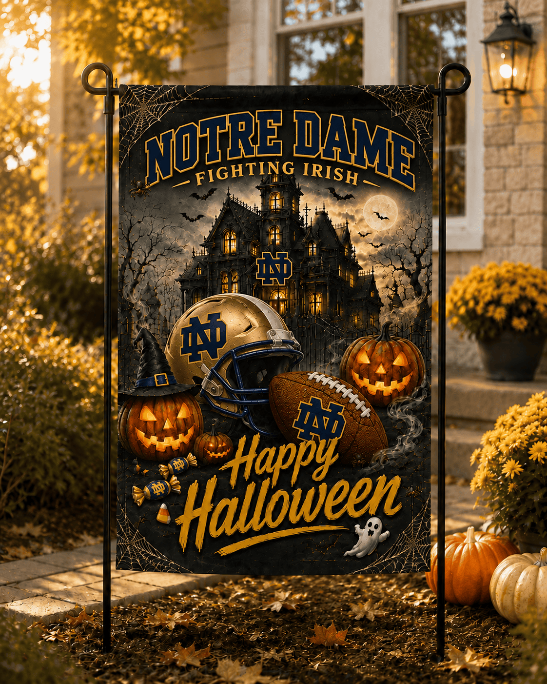 Notre Dame Fighting Irish NCAA Halloween Garden Flag