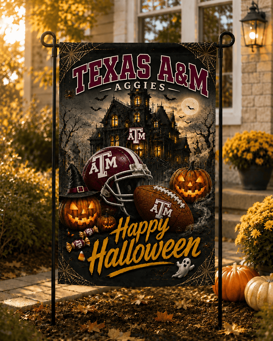 Texas A&M Aggies NCAA Halloween Garden Flag