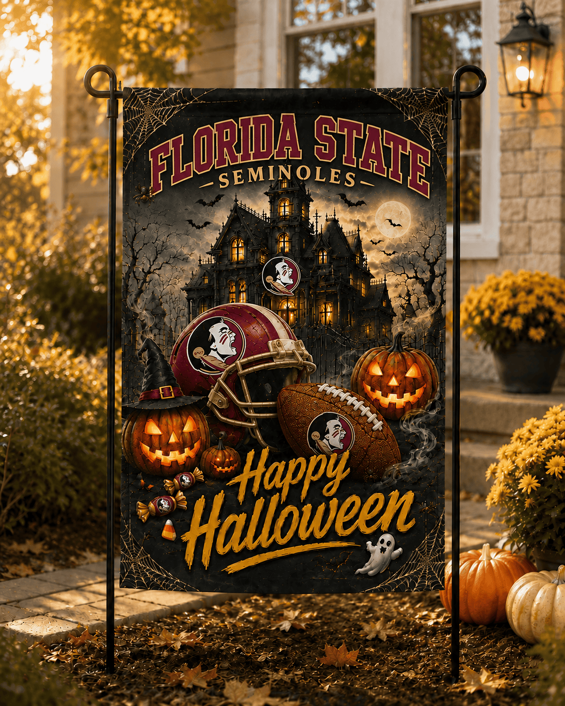 Florida State Seminoles NCAA Halloween Garden Flag