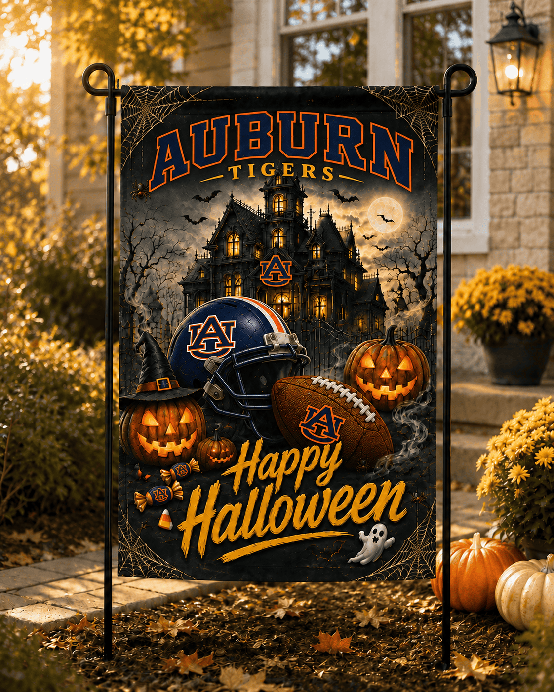 Auburn Tigers NCAA Halloween Garden Flag