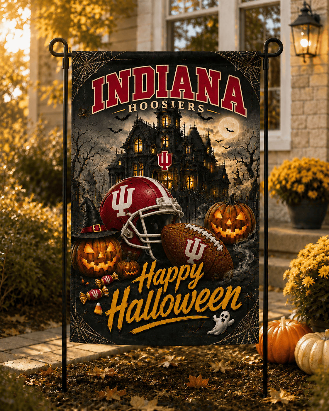 Indiana Hoosiers NCAA Halloween Garden Flag