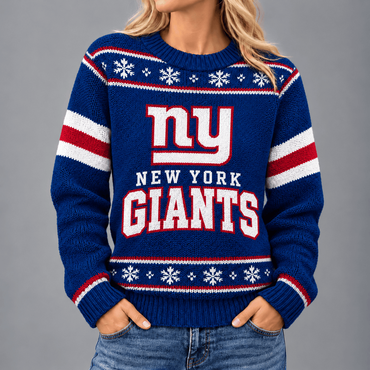 New York Giants | Premium NFL Christmas Snowflake Vintage Knit Sweater