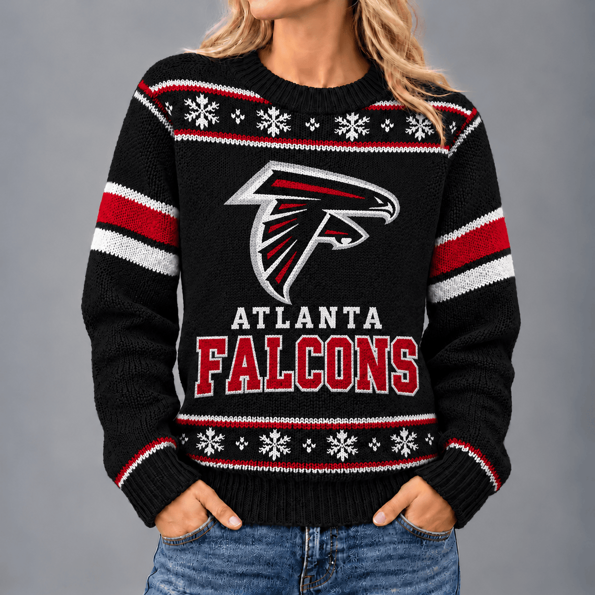Atlanta Falcons | Premium NFL Christmas Snowflake Vintage Knit Sweater