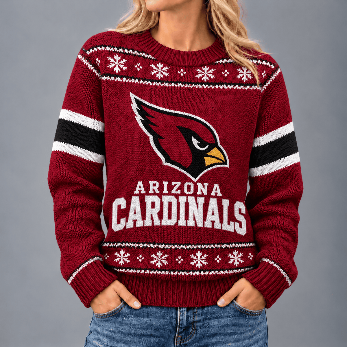 Arizona Cardinals | Premium NFL Christmas Snowflake Vintage Knit Sweater