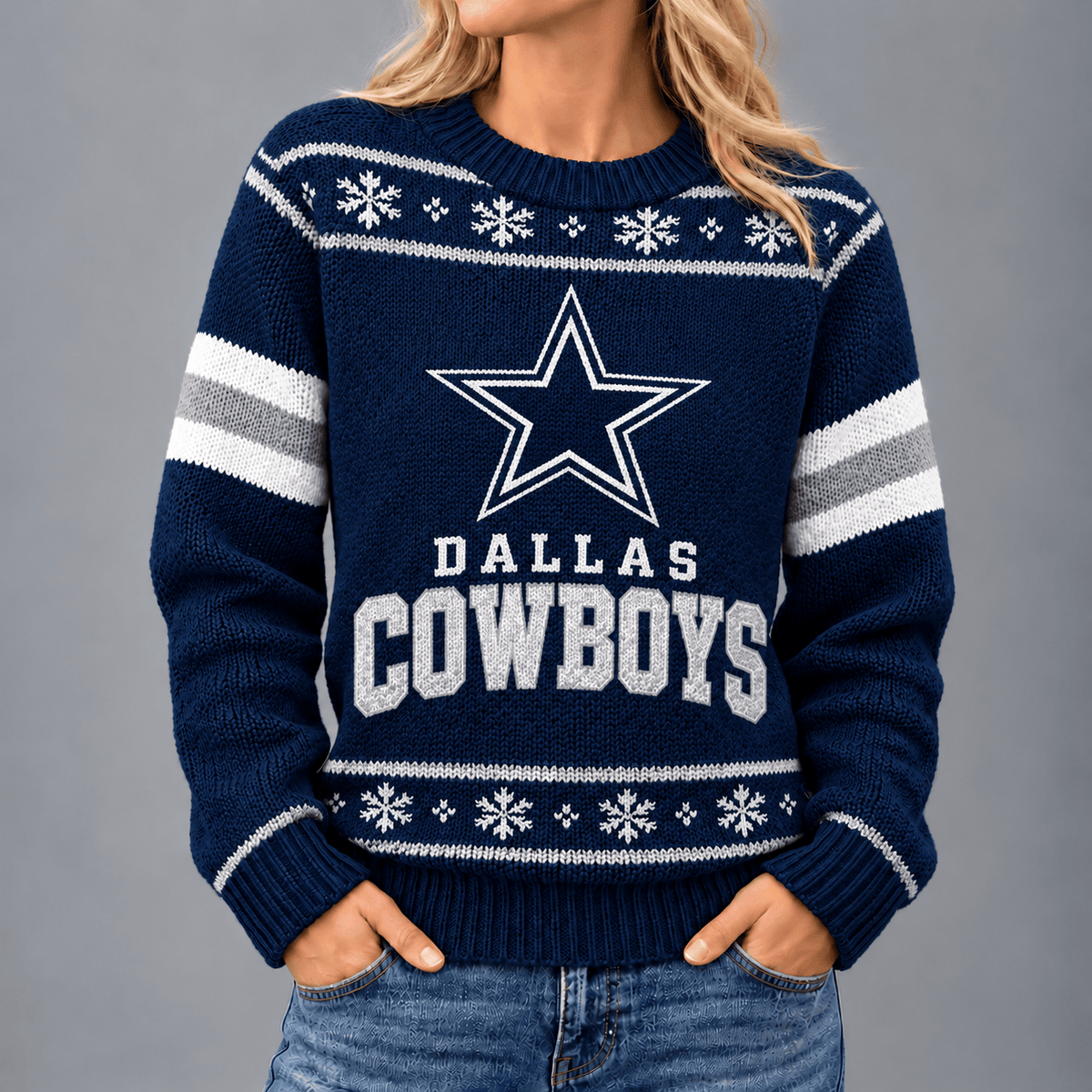 Dallas Cowboys | Premium NFL Christmas Snowflake Vintage Knit Sweater