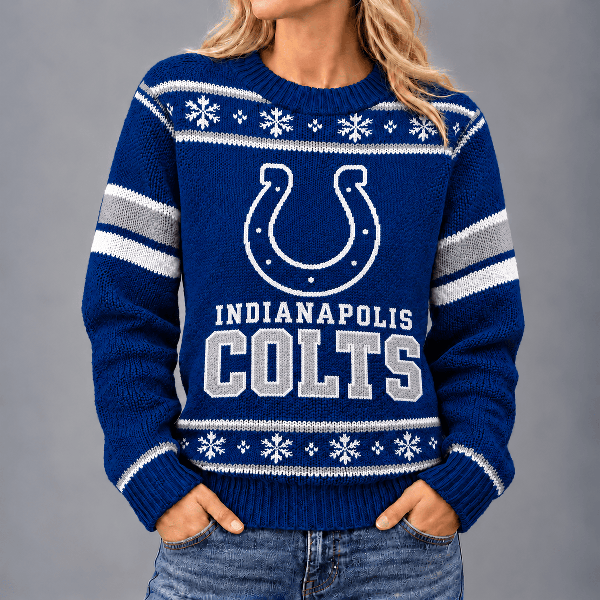 Indianapolis Colts | Premium NFL Christmas Snowflake Vintage Knit Sweater