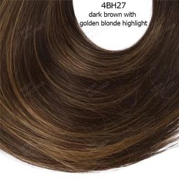 Genius Weft Curl Extensions Dark Brown with Golden Blonde Highlight