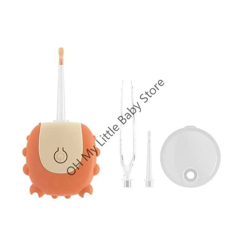 Cartoon baby ear cleaning kit with LED light and magnifying glass, soft silicone tips for safe earwax removal in infants and toddlers