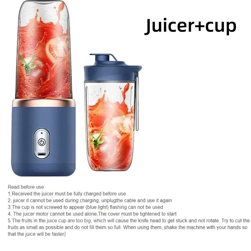 Mini travel blender cup with 6 blade power for fruit juice and shakes