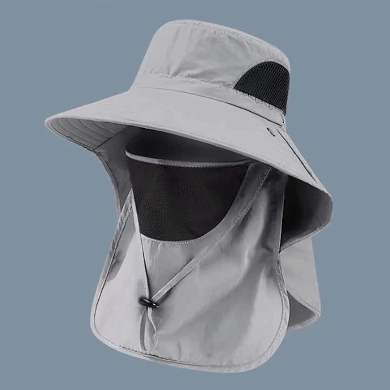 Safari style sun hat with neck flap for full face and neck coverage