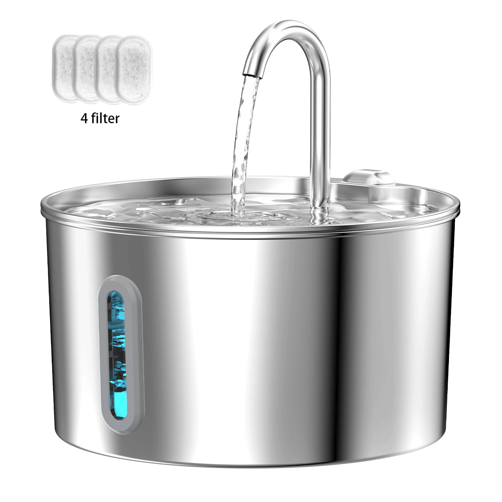 Hygienic stainless steel pet water dispenser with filter system for safe and clean water
