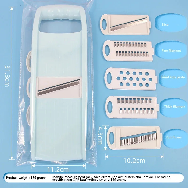 Multi functional food cutter with interchangeable blades for vegetables fruits and salads