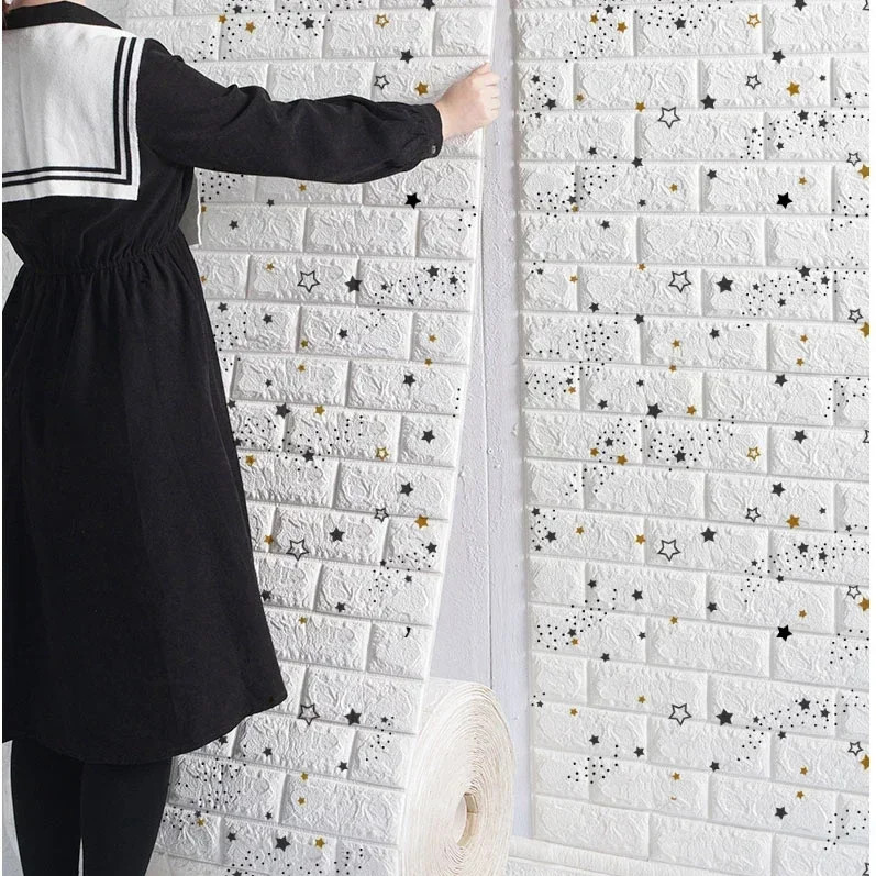 Easy install foam brick wallpaper self adhesive wall covering for renters and homeowners USA