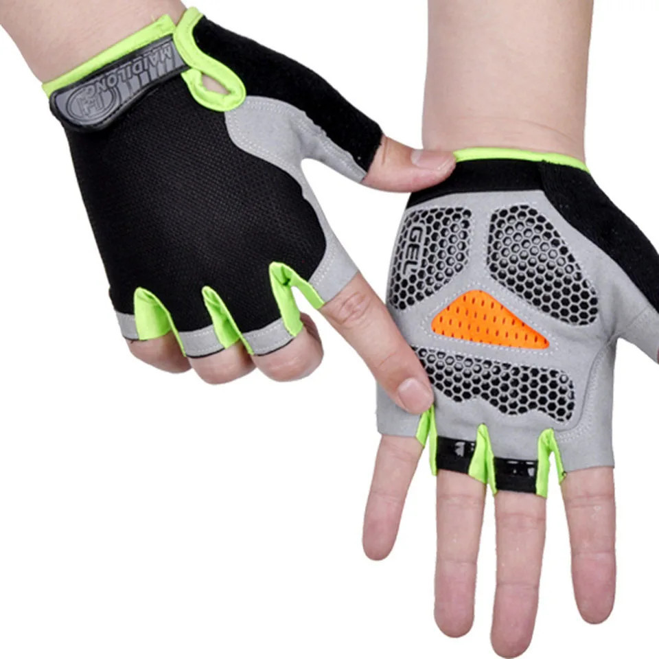 Cycling gloves with sweat wicking fabric and comfortable padded grip USA
