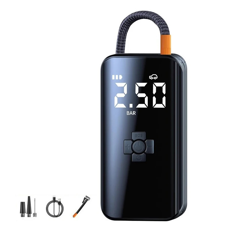 Cordless air compressor tire inflator for fast inflation of vehicle tires sports balls and inflatables USA