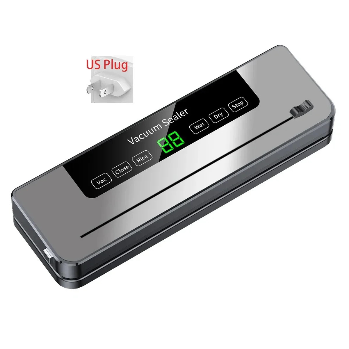 Compact electric vacuum food sealer for freezer storage meal preparation and kitchen organization USA