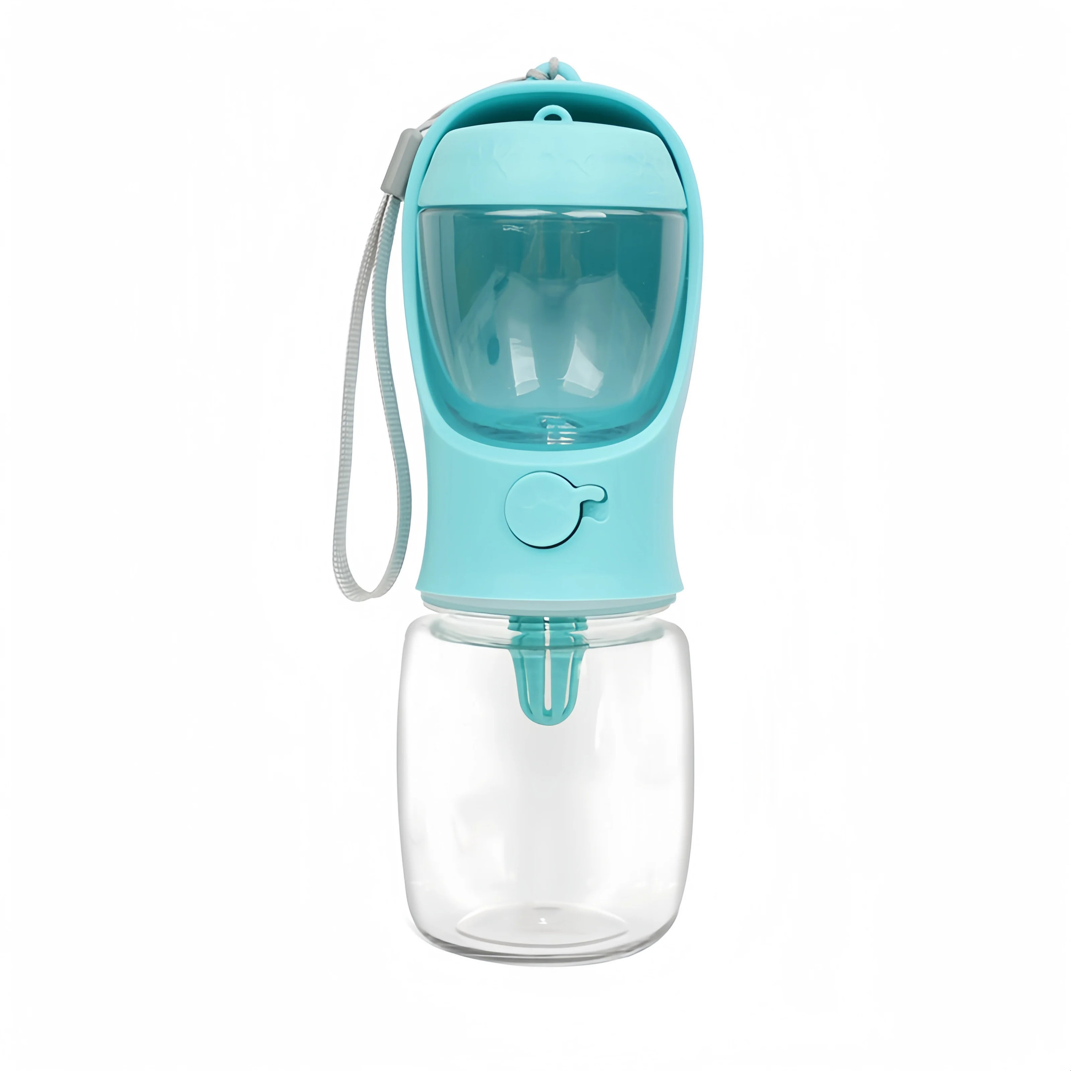 Dog water bottle with attached drinking bowl for clean hydration during walks road trips and adventures