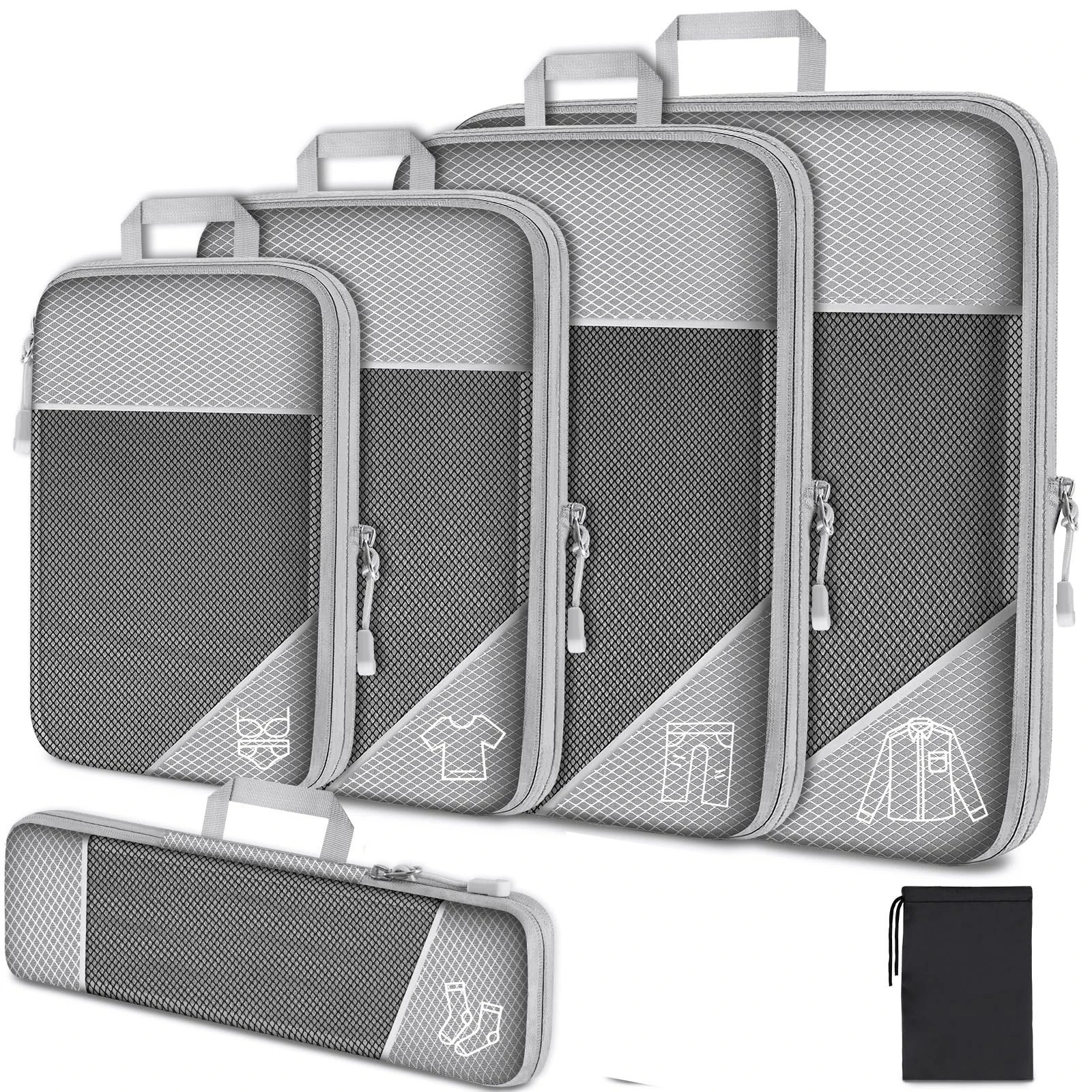 Travel cube storage bags with durable zipper and mesh design for easy packing and unpacking