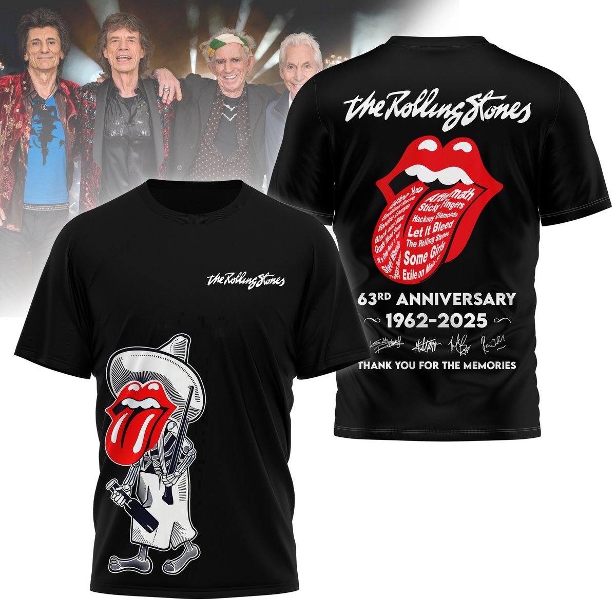 The Rolling Stones Tongue Logo 63rd Anniversary 3D Shirt for Fans Celebrating Classic Rock Legacy
