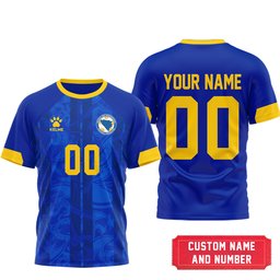 Bosnia and Herzegovina Blue and Gold Crest 3D Shirt for Dedicated National Team Fans