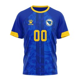 Bosnia and Herzegovina Blue and Gold Crest 3D Shirt for Dedicated National Team Fans