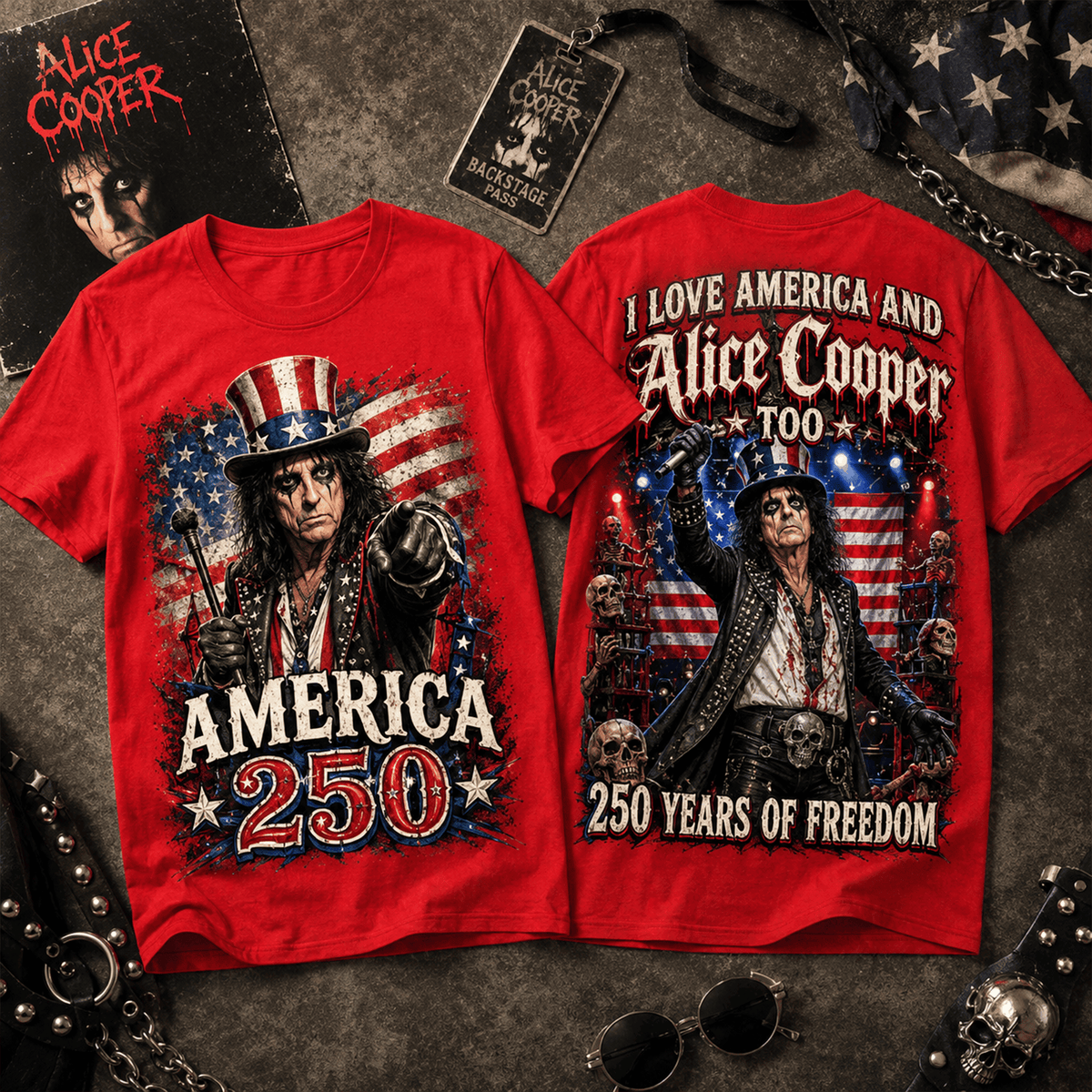 Alice Cooper Uncle Sam Top Hat Patriotic 3D Shirt for Hard Rock Fans and Concert Nights