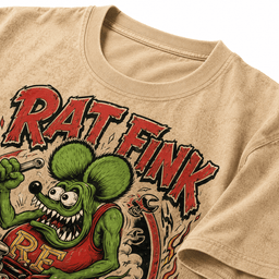 Rat Fink Green Mouse With Flaming Hot Rod 3D Shirt for Classic Car and Kustom Culture Fans