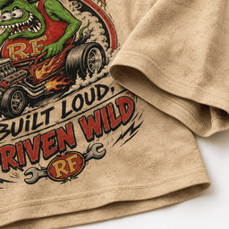 Rat Fink Green Mouse With Flaming Hot Rod 3D Shirt for Classic Car and Kustom Culture Fans