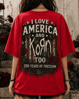 Korn Distressed American Flag 250 Years Graphic 3D Shirt for Hardcore Nu Metal Fans