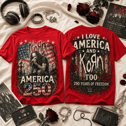Korn Distressed American Flag 250 Years Graphic 3D Shirt for Hardcore Nu Metal Fans