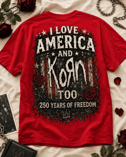 Korn Distressed American Flag 250 Years Graphic 3D Shirt for Hardcore Nu Metal Fans