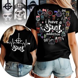 Ghost Heartbeat Logo And Sticker Collage 3D Shirt for Fans Who Live for Dark Rock Shows